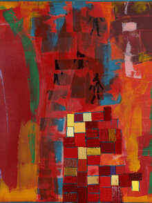 ip by artemonium 2024 fili di arianna rosso 60x60 tecnica mista